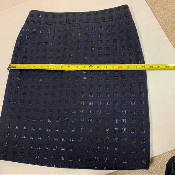 Banana republic Navy blue black check print Pencil skirt work career office - Picture 12 of 14